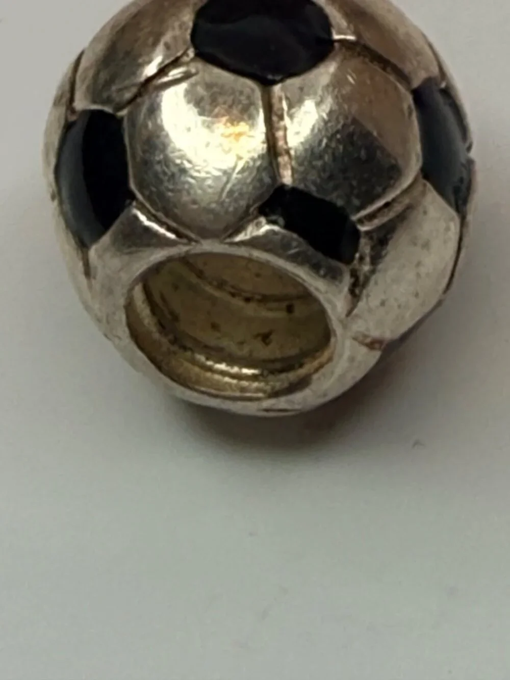 Chamilia Sterling Silver Black Enamel Soccer Ball Charm 925 Threaded